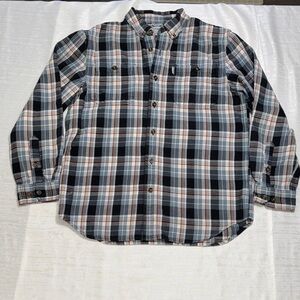 Carhartt Men's Plaid Button-Down Shirt - Blue, Black, and White